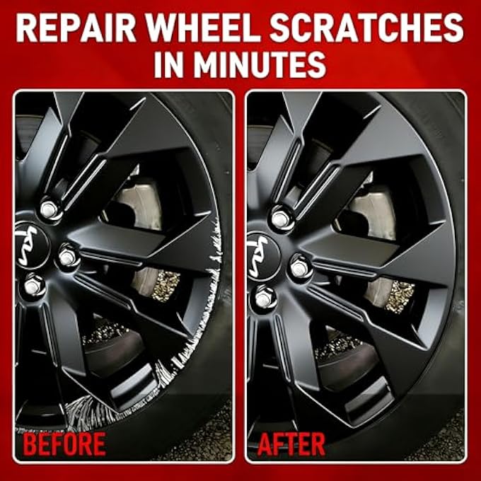 Smaphy WHEEL REPAIR KIT, MATTE BLACK RIM TOUCH UP PAINT, WHEEL TOUCH UP KIT WHEEL PAINT RIM PAINT PEN, QUICK AND EASY REPAIRS ROADSIDE RASHES, RIM PAINT(MATTE BLACK) - Image 2